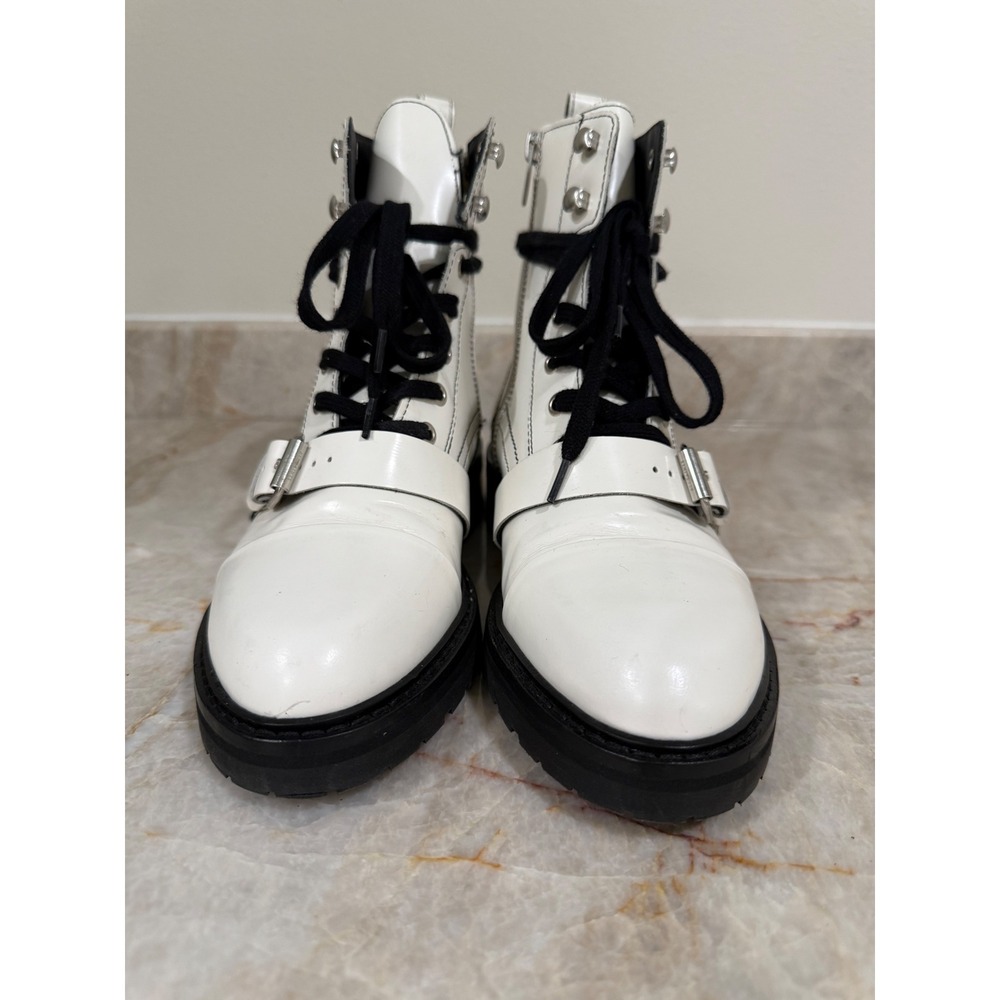 AllSaints Donita White Leather Combat Moto Boots EU 38 US 8 - Picture 5 of 13